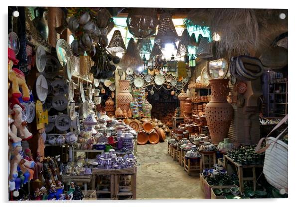 Pottery shop, Taroudant, Morocco 3 Acrylic by Paul Boizot