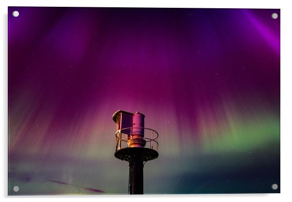 Northern Lights over the Lighthouse Acrylic by Ciaran Craig