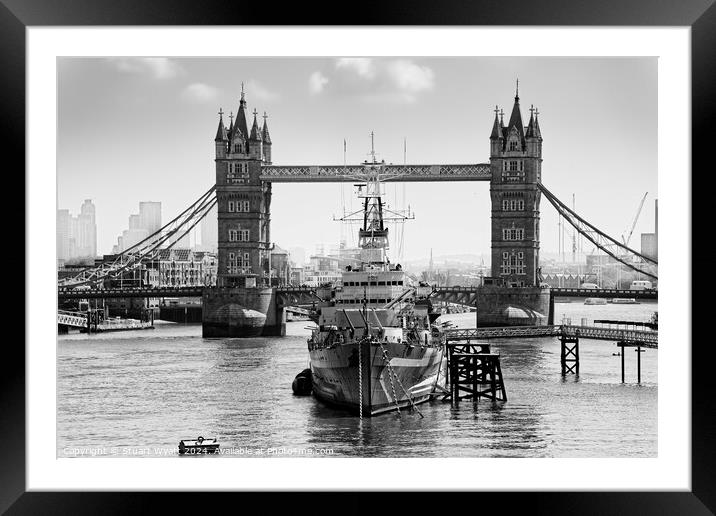 London: HMS Belfast and Tower Bridge Framed Mounted Print by Stuart Wyatt