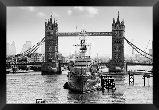 London: HMS Belfast and Tower Bridge Framed Print by Stuart Wyatt