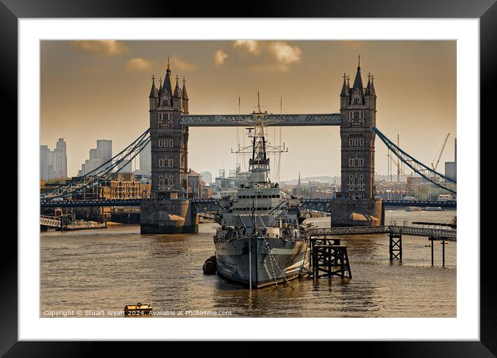 HMS Belfast and Tower Bridge Framed Mounted Print by Stuart Wyatt