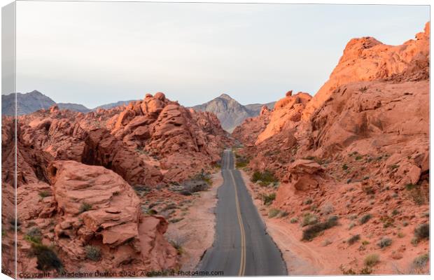 Sunrise View of Famous Mouse's Tank Road At Valley of Fire State Park Canvas Print by Madeleine Deaton