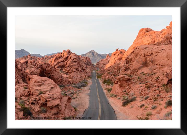 Sunrise View of Famous Mouse's Tank Road At Valley of Fire State Park Framed Mounted Print by Madeleine Deaton