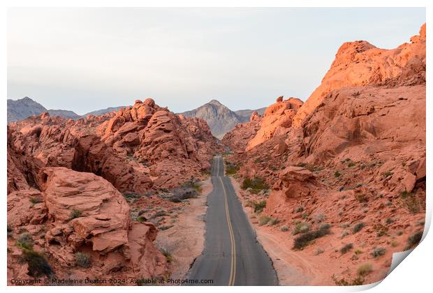 Sunrise View of Famous Mouse's Tank Road At Valley of Fire State Park Print by Madeleine Deaton
