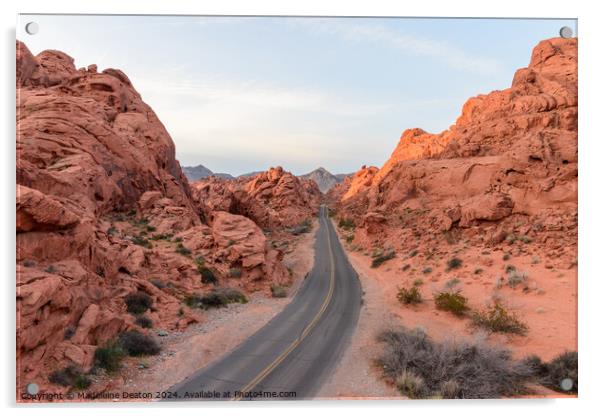 Sunrise at Mouse's Tank Road in Valley of the Fire State Park Acrylic by Madeleine Deaton