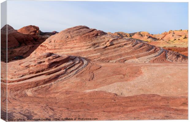 View of the Rock Strata of the Fire Wave at Valley of Fire State Canvas Print by Madeleine Deaton