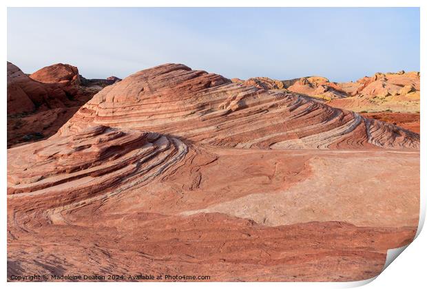 View of the Rock Strata of the Fire Wave at Valley of Fire State Print by Madeleine Deaton