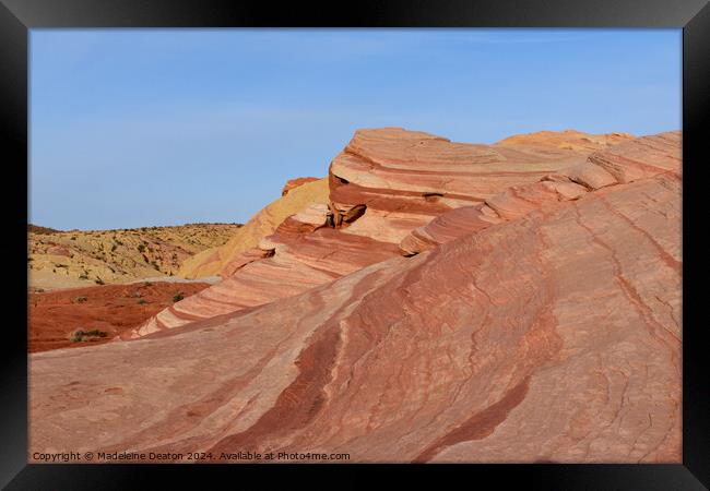 The Fire Wave - a Beautiful Striped Rock Formation  Framed Print by Madeleine Deaton