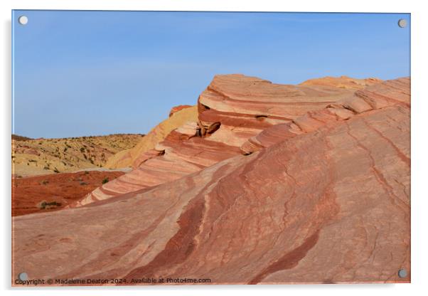 The Fire Wave - a Beautiful Striped Rock Formation  Acrylic by Madeleine Deaton