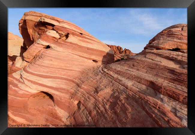 Close up of the Majestic Fire Wave Sandstone Rock Formation  Framed Print by Madeleine Deaton