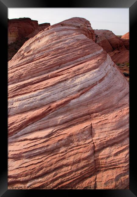 Close up of the Beautiful Fire Wave Sandstone Rock Formation Framed Print by Madeleine Deaton