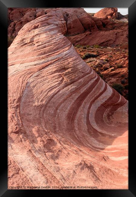 Incredible Wave Pattern in Sandstone Rock Known as the Fire Wave Framed Print by Madeleine Deaton