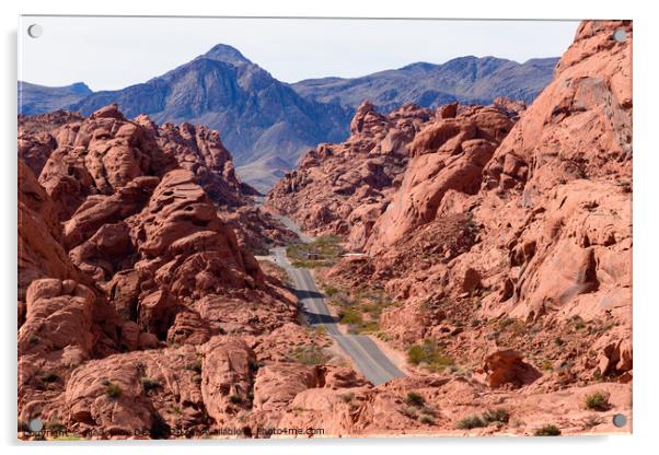 Beautiful View of the Classic Winding Road at Valley of Fire Acrylic by Madeleine Deaton