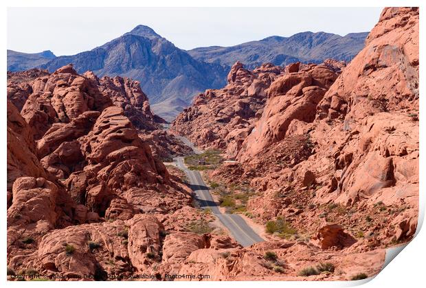 Beautiful View of the Classic Winding Road at Valley of Fire Print by Madeleine Deaton