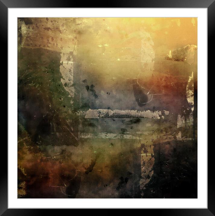 Abstract red, yellow, green and black grunge wall background. Framed Mounted Print by Guido Parmiggiani
