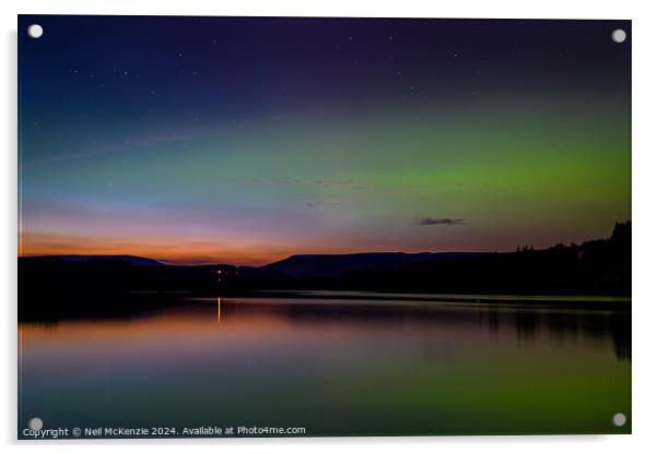 Aurora borealis Llyn On Reservoir Bannau Brycheiniog  Wales  Acrylic by Neil McKenzie
