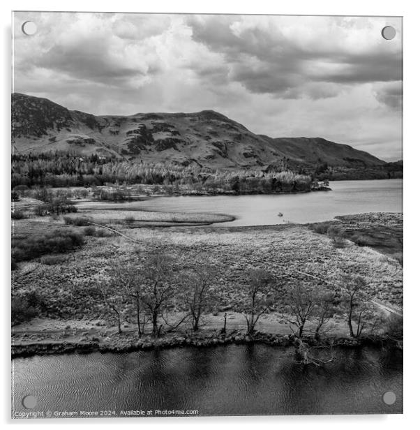 Great Bay and Catbells aerial monochrome Acrylic by Graham Moore