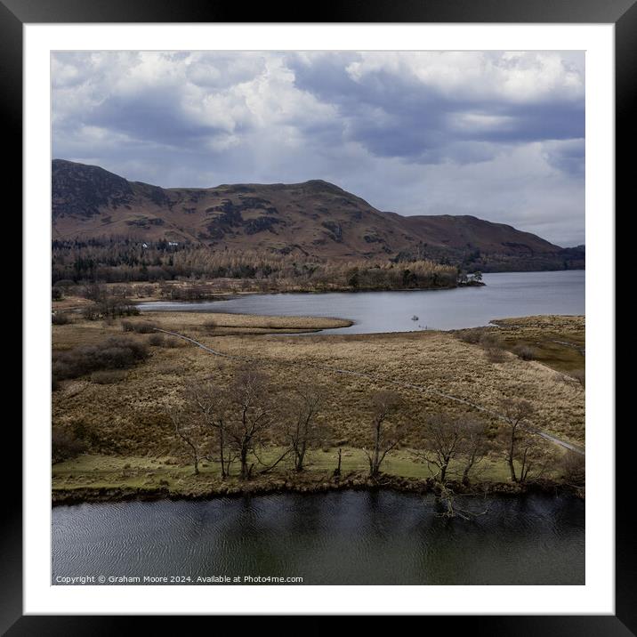 Great Bay and Catbells aerial Framed Mounted Print by Graham Moore
