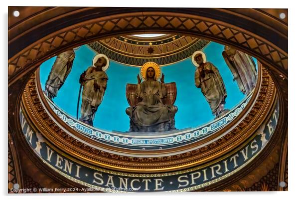 Dome Mary Saints Basilica Saint Pothin Church Lyon France Acrylic by William Perry