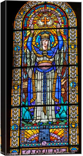 Clotilde Stained Glass Saint Pothin Church Lyon France Canvas Print by William Perry
