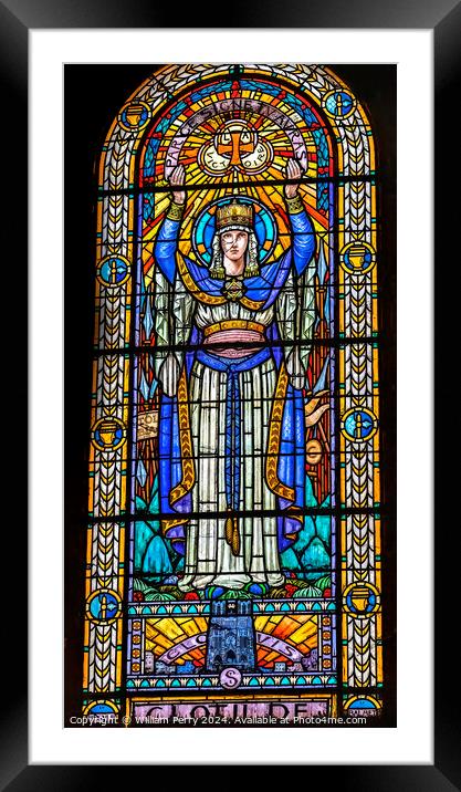 Clotilde Stained Glass Saint Pothin Church Lyon France Framed Mounted Print by William Perry
