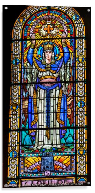 Clotilde Stained Glass Saint Pothin Church Lyon France Acrylic by William Perry