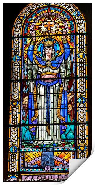 Clotilde Stained Glass Saint Pothin Church Lyon France Print by William Perry