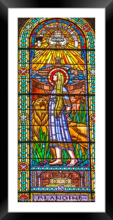 Blandine Stained Glass Saint Pothin Church Lyon France Framed Mounted Print by William Perry