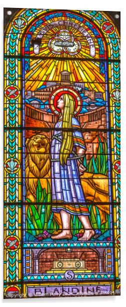Blandine Stained Glass Saint Pothin Church Lyon France Acrylic by William Perry