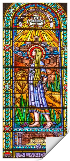 Blandine Stained Glass Saint Pothin Church Lyon France Print by William Perry