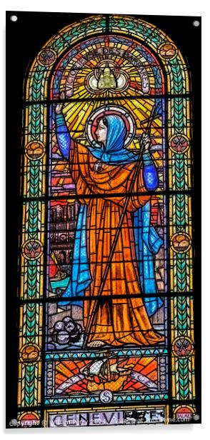 Genevieve Stained Glass Saint Pothin Church Lyon France Acrylic by William Perry