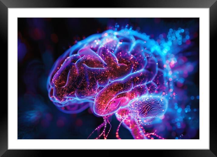 A kirlian aura photo of a human brain. Framed Mounted Print by Michael Piepgras