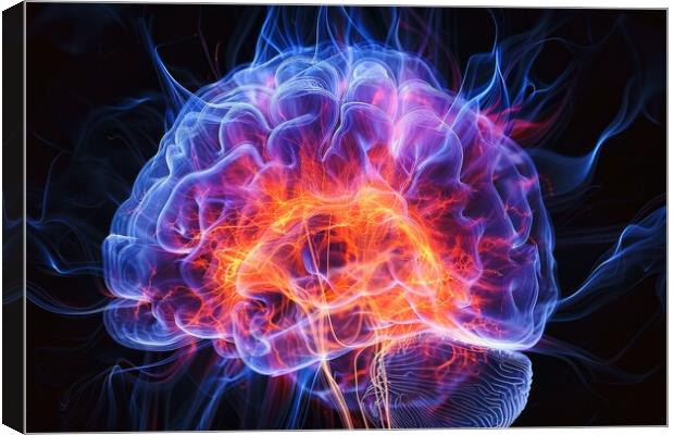 A kirlian aura photo of a human brain. Canvas Print by Michael Piepgras