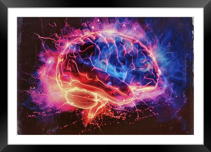 A kirlian aura photo of a human brain. Framed Mounted Print by Michael Piepgras