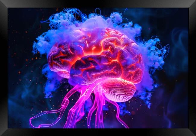 A kirlian aura photo of a human brain. Framed Print by Michael Piepgras