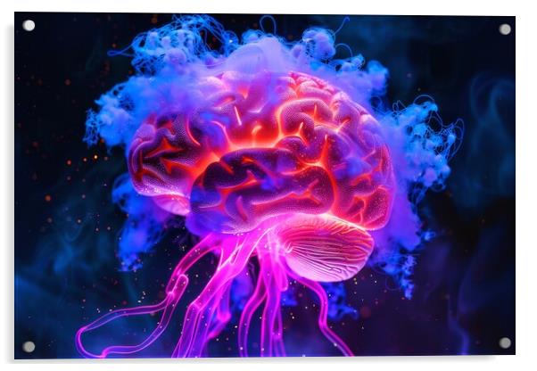 A kirlian aura photo of a human brain. Acrylic by Michael Piepgras