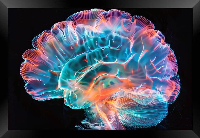 A kirlian aura photo of a human brain. Framed Print by Michael Piepgras