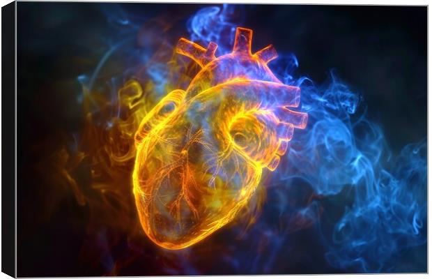 A kirlian aura photo of a human heart. Canvas Print by Michael Piepgras