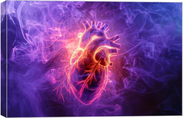 A kirlian aura photo of a human heart. Canvas Print by Michael Piepgras