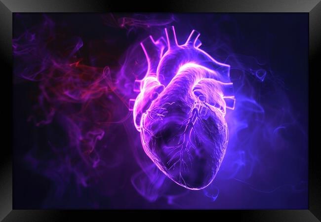 A kirlian aura photo of a human heart. Framed Print by Michael Piepgras