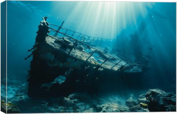 A ship wreck on the seabed. Canvas Print by Michael Piepgras
