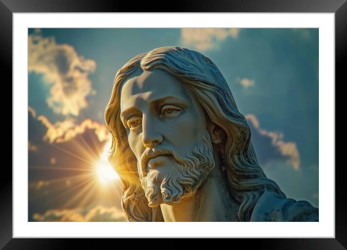 A statue of Jesus christ saviour of the world. Framed Mounted Print by Michael Piepgras