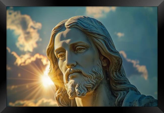 A statue of Jesus christ saviour of the world. Framed Print by Michael Piepgras