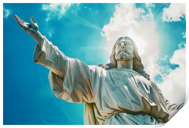 A statue of Jesus christ saviour of the world. Print by Michael Piepgras
