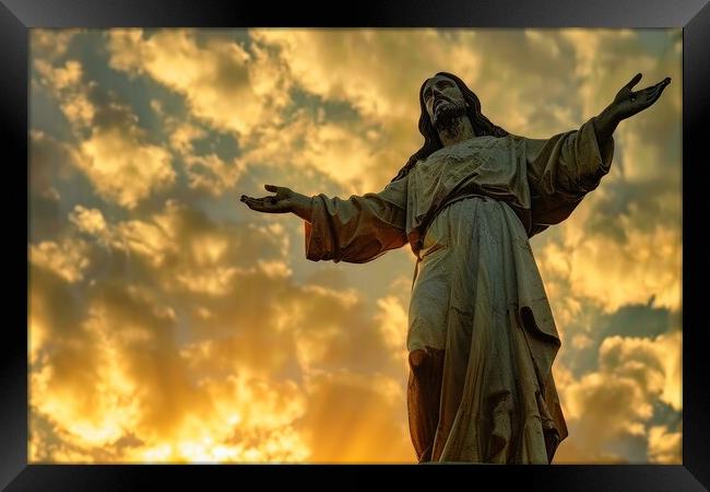 A statue of Jesus christ saviour of the world. Framed Print by Michael Piepgras