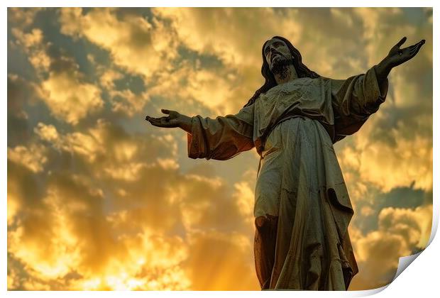 A statue of Jesus christ saviour of the world. Print by Michael Piepgras