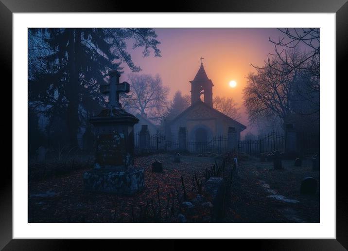 A very spooky old graveyard. Framed Mounted Print by Michael Piepgras
