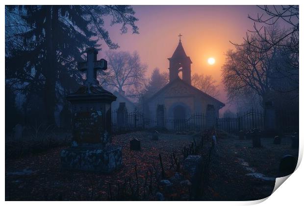 A very spooky old graveyard. Print by Michael Piepgras