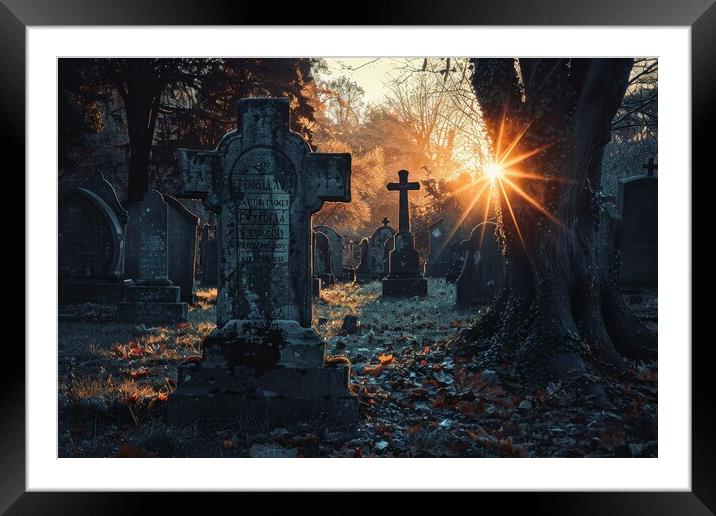 A very spooky old graveyard. Framed Mounted Print by Michael Piepgras