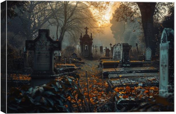 A very spooky old graveyard. Canvas Print by Michael Piepgras
